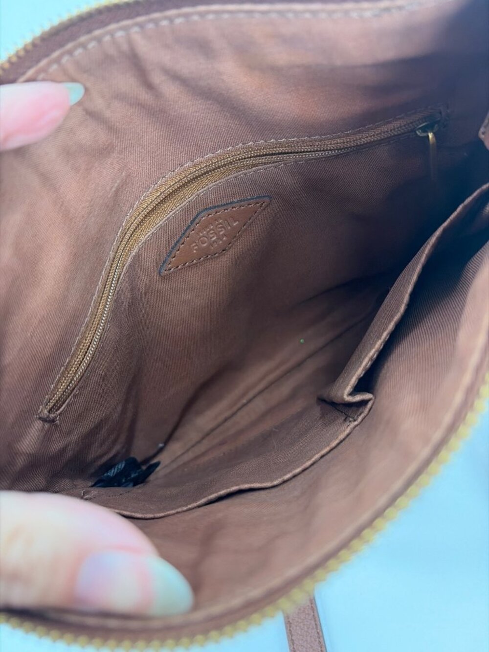 Fossil Fiona Boho Leather Color Block Crossbody Bag Inner Pockets Key Charm - Picture 6 of 7